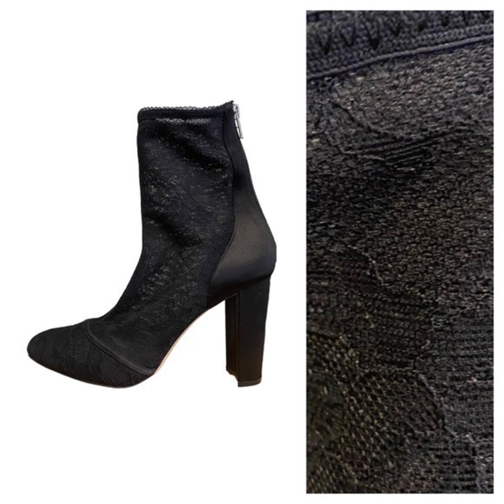 Badgley Mischka Jewel Black Lace Sultana Heel Boots 10